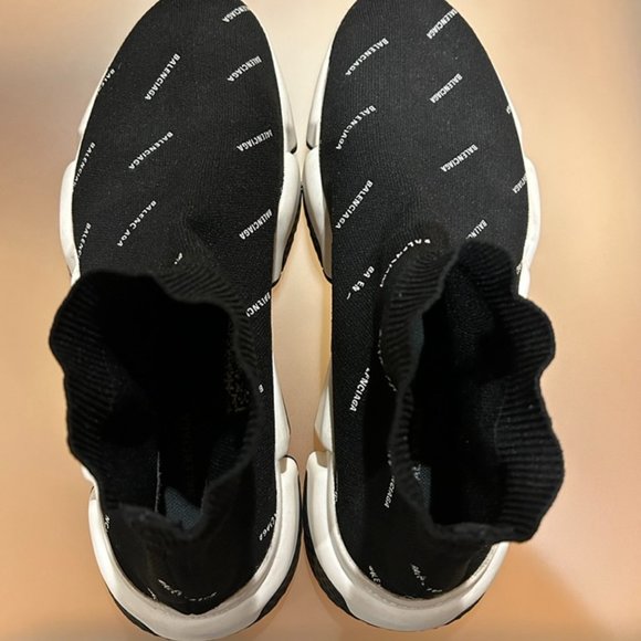 Balenciaga authentic Speed Sock Logo Sneaker Black and White, size 11 - Picture 14 of 14